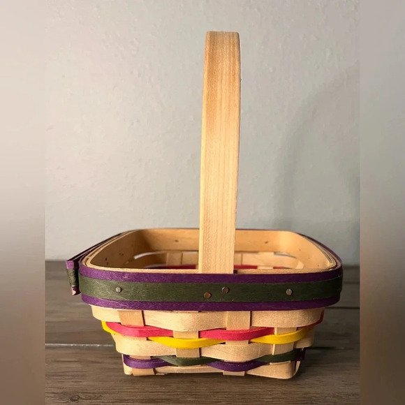 Longaberger 1998 Small Stained Easter Basket,  Easter Egg Liner, & Protector - Picture 5 of 9